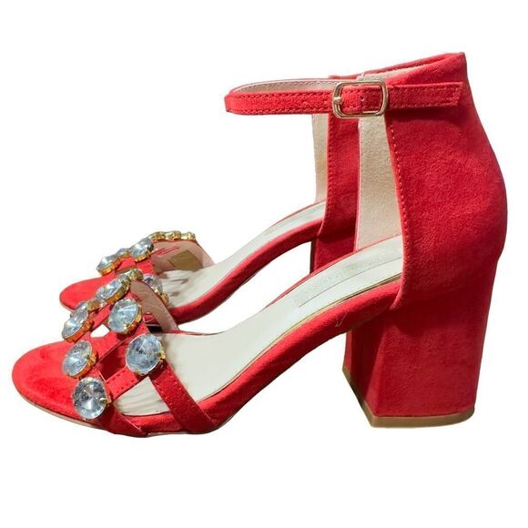 PRIMA DONNA Collection Big Studs Red Strappy Heeled Sandals Size 37 (6.5 US) - Picture 2 of 15